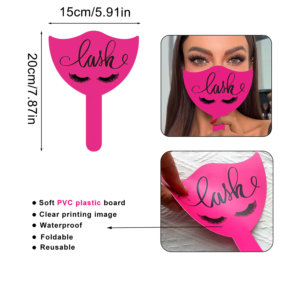 Lot de 2 cartes de présentation portables en PVC souple pour techniciennes en extensions de cils, id