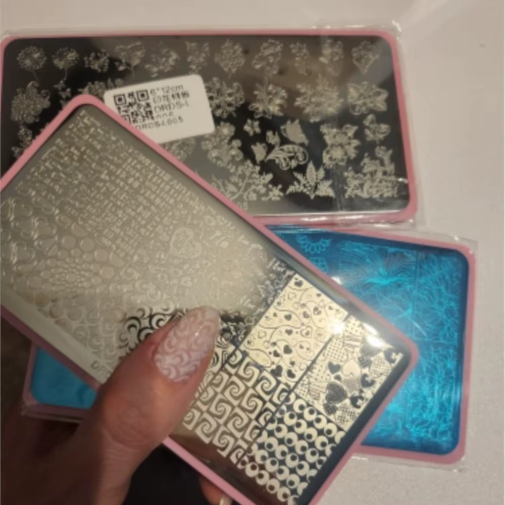 Plaques d'estampage pour ongles 12x6cm, modèle d'estampage pour Nail Art à rayures en marbre françai