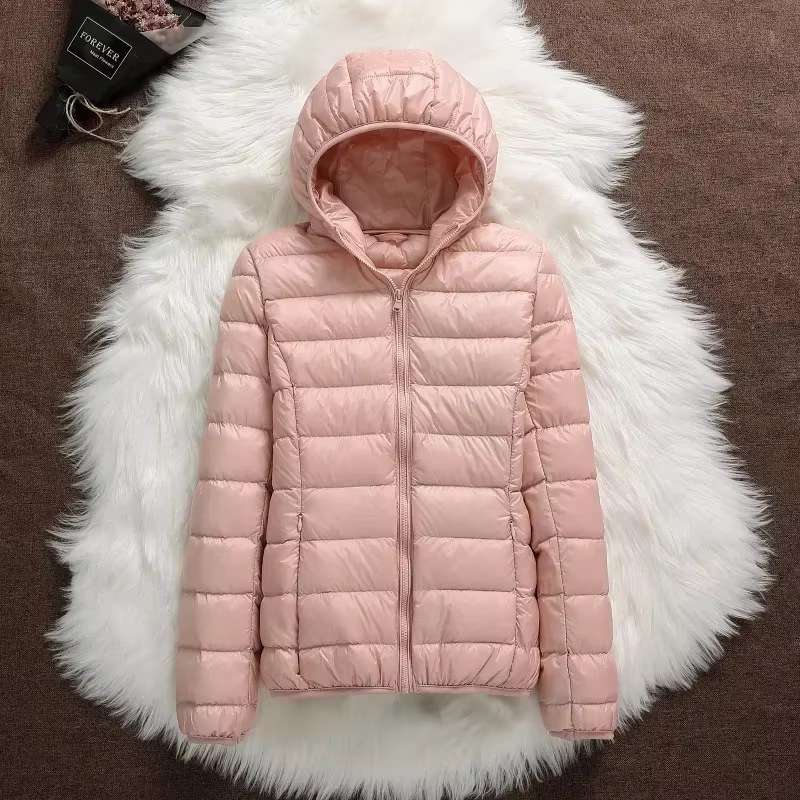 Veste bouffante légère à capuche pour femme, manteaux courts chauds en duvet de canard blanc, grande