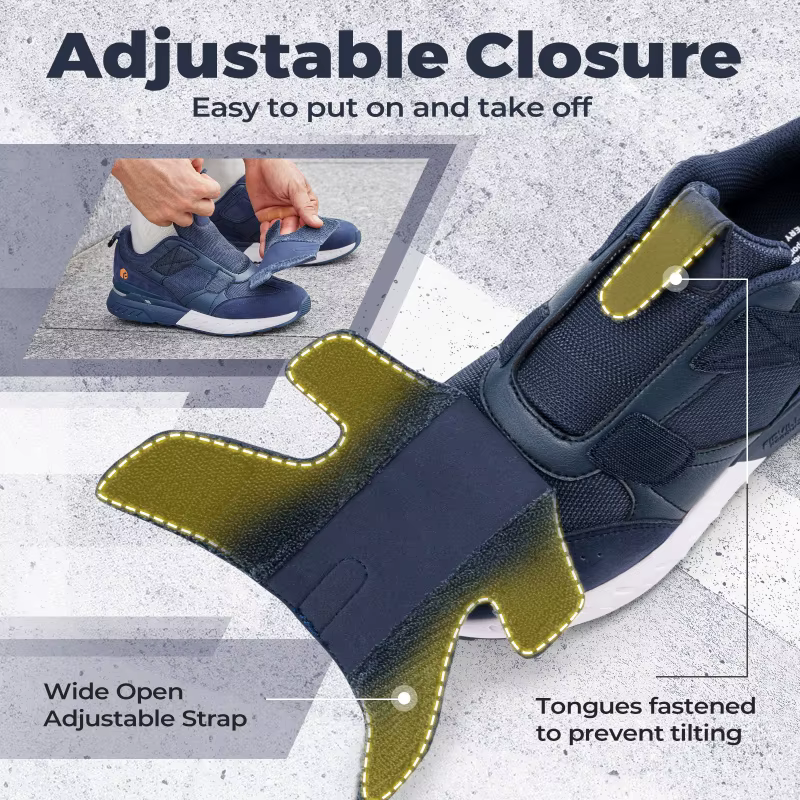 Chaussures pour diabétiques pour hommes, baskets larges à enfiler 2E pour pieds gonflés, chaussures