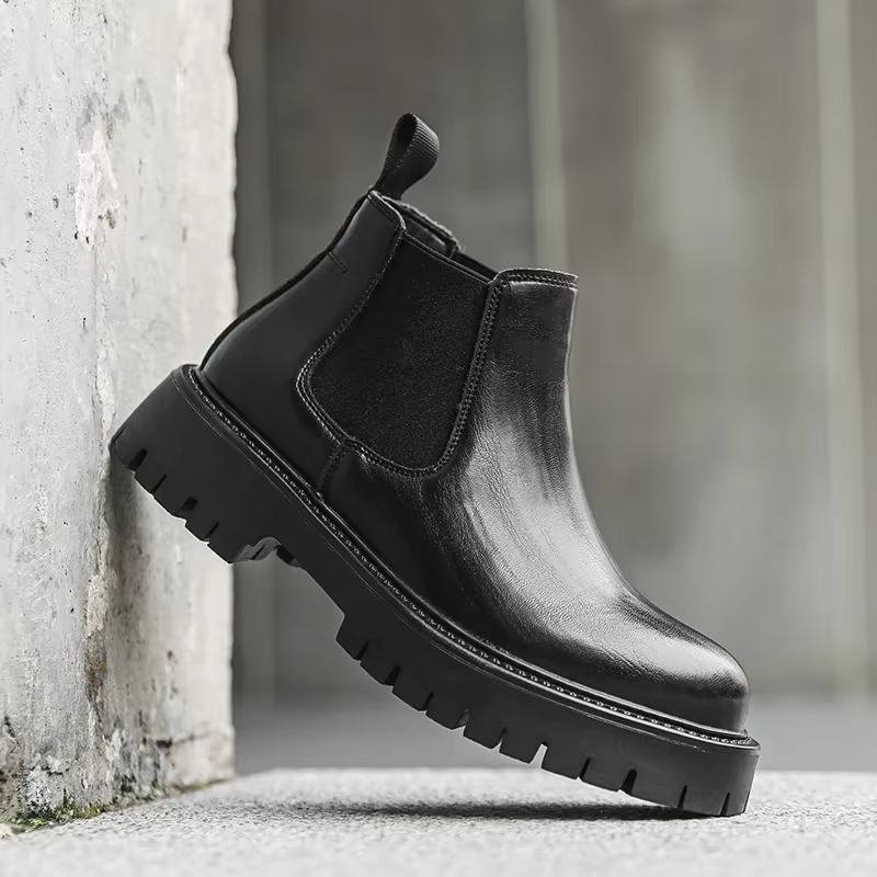 Bottes en cuir à l'offre elles optiques pour hommes, fourrure formelle d'affaires, courtes, style br