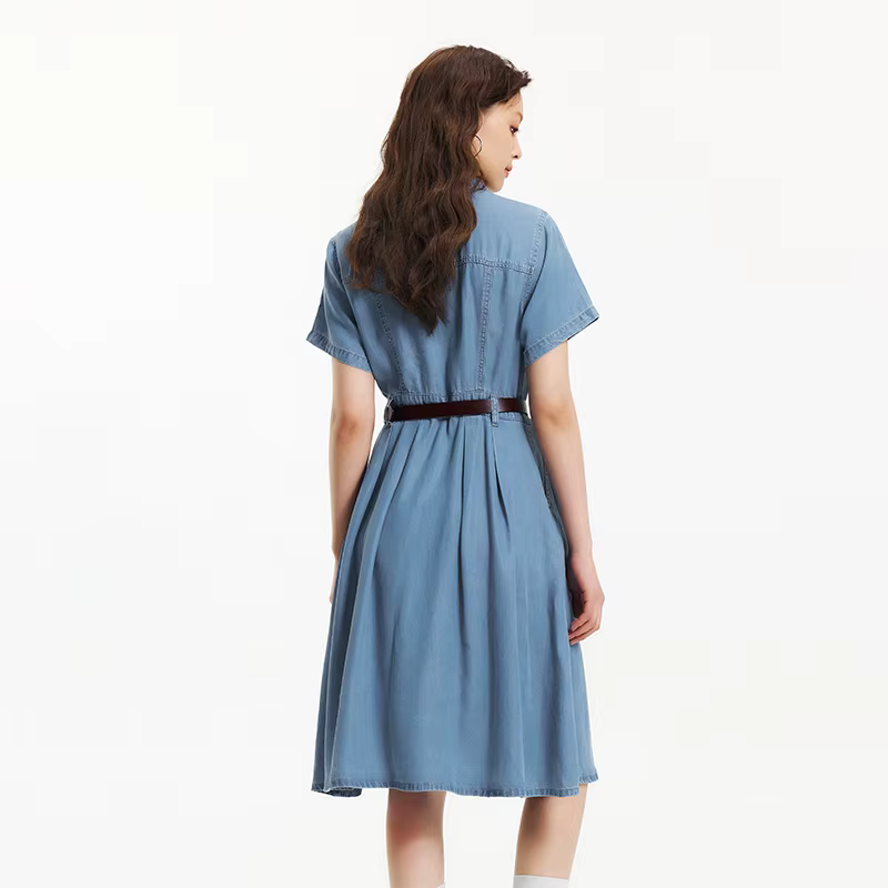 Robe en jean Semir pour femme, taille cintrée, boutonnée, nouvelle collection été 2025, robe midi ra