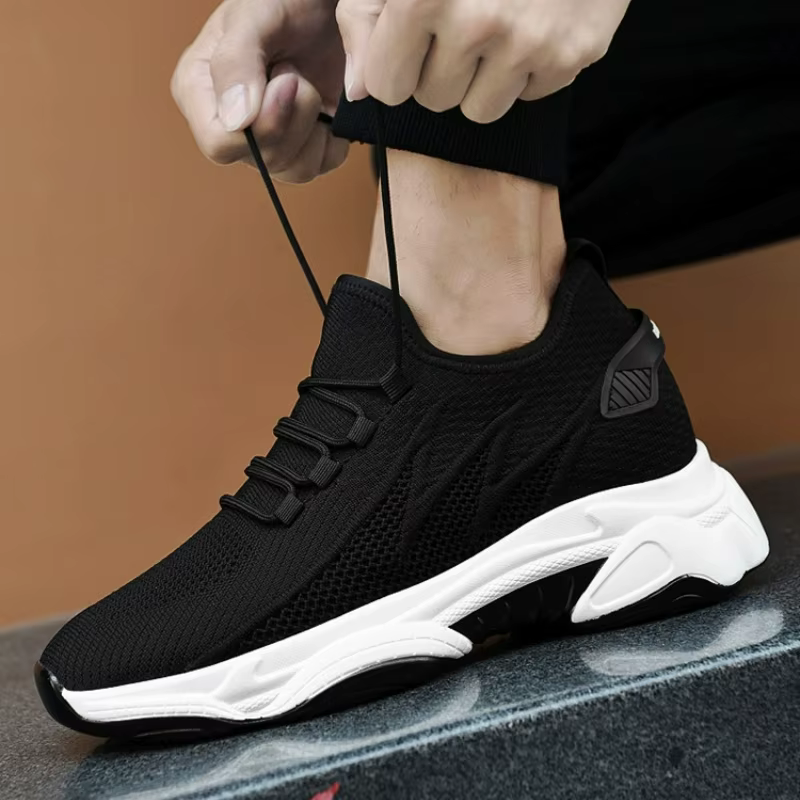Chaussures pour hommes, baskets rehaussantes de 10 cm, respirantes, décontractées, à lacets, pour la