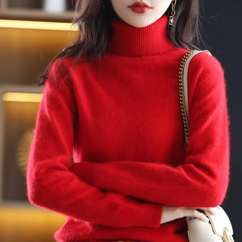 Nouveaux vêtements pour femmes pour l'automne/hiver 2024 100% pull à col roulé en peluche vison pull