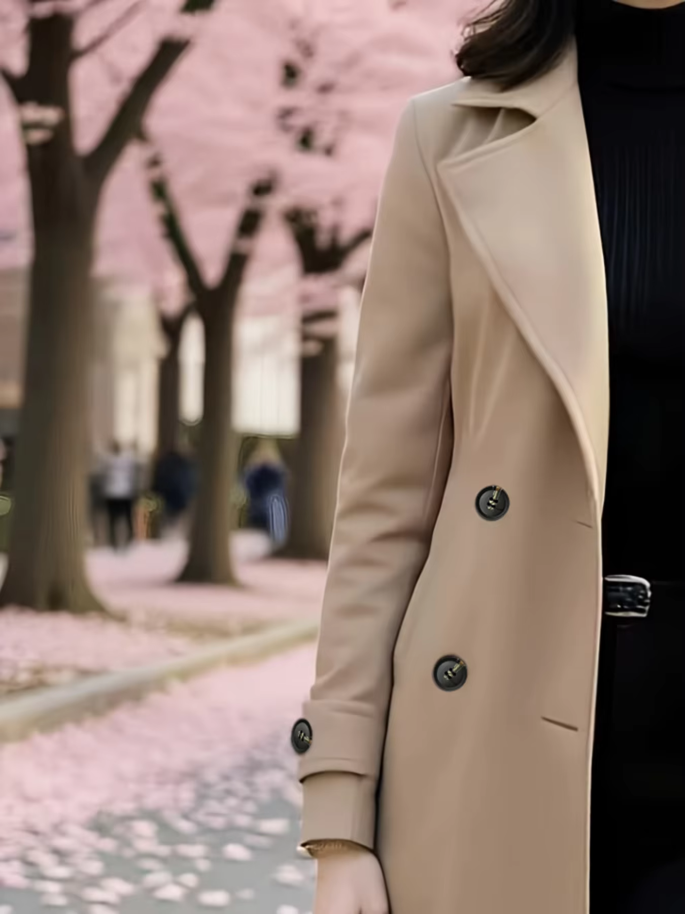 Manteau trench classique croisé pour femme, élégant, avec ceinture, long – Doublure épaisse et chaud