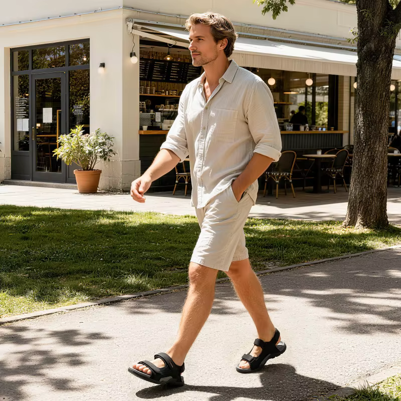 Sandales athlétiques FitVille pour hommes, avec large espace pour les orteils, soutien de la voûte p