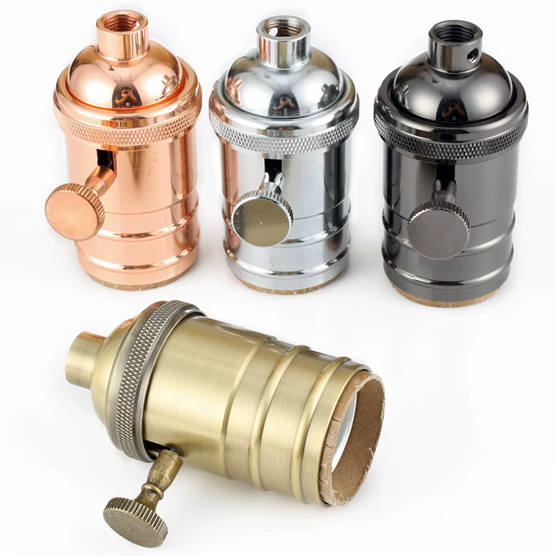 GANRILAND Culot de lampe E27 en cuivre, support de lampe DIY avec interrupteur, douille Edison vinta