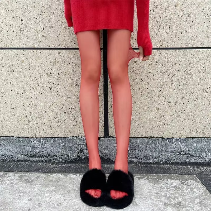 Talenza collants femme bas minces collants Super élastique grande taille Leggings rouge femme collan