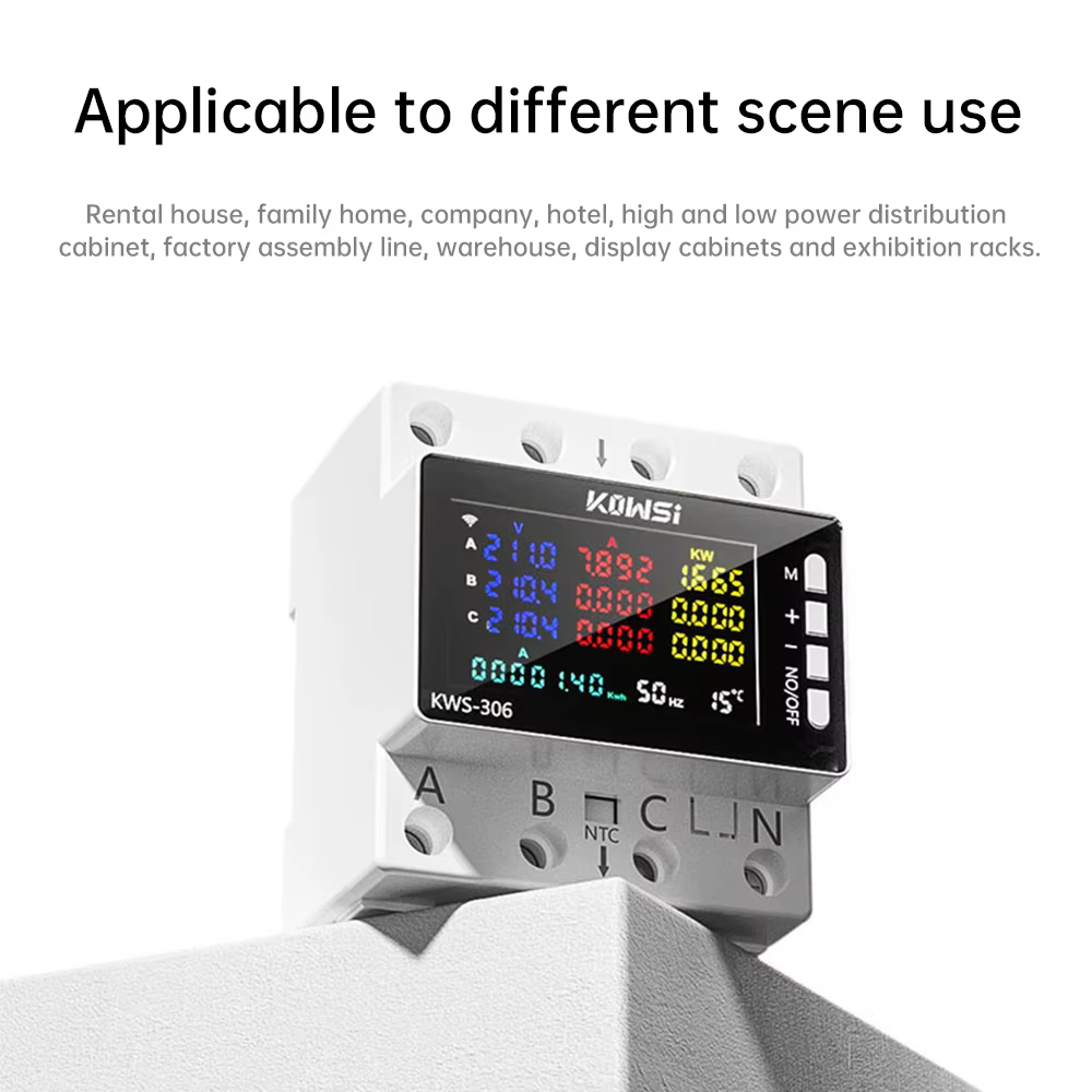 Compteur d'énergie WIFI, moniteur AC AC 85-290V 80A, 3 phases, Rail à 4 fils, protection contre les