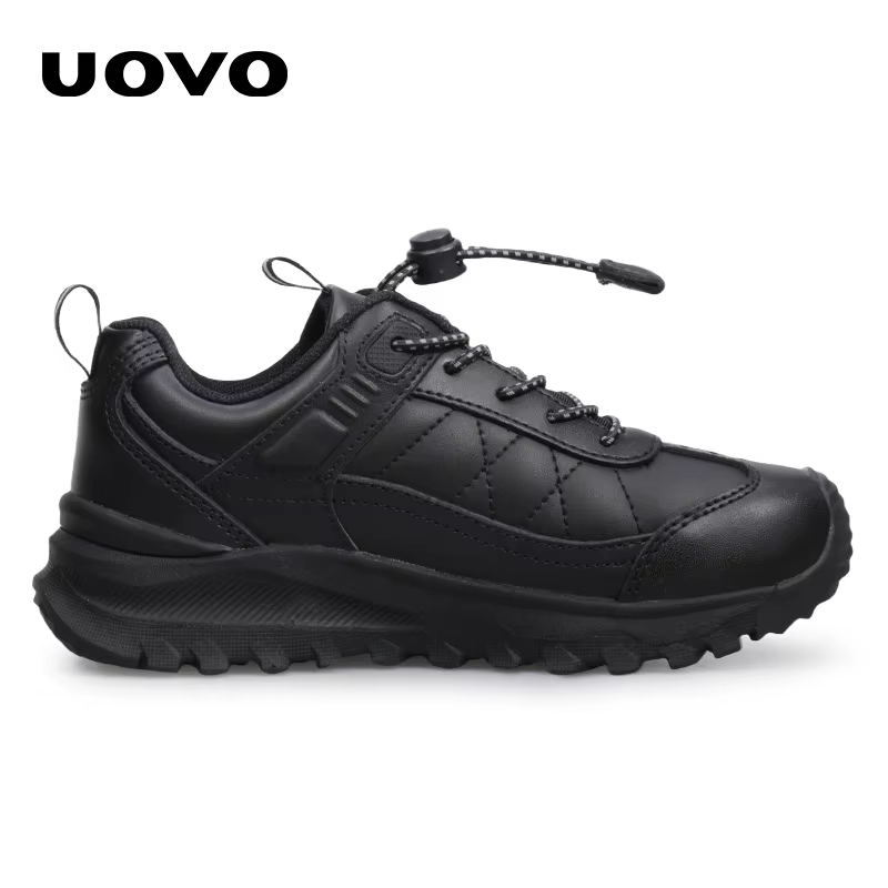 UOVO – chaussures d'école en cuir pour garçons, baskets noires pour enfants, chaussures uniformes fa