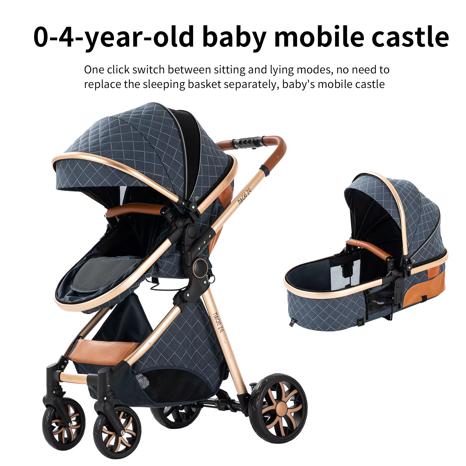 Compact pliable 3 en 1 bébé poussette landau léger poussette nouveau-né poussette système de voyage 