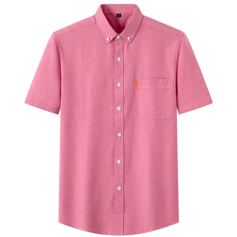 Chemises Oxford 100% coton pour hommes, manches courtes, couleur unie, coupe régulière, chemise form