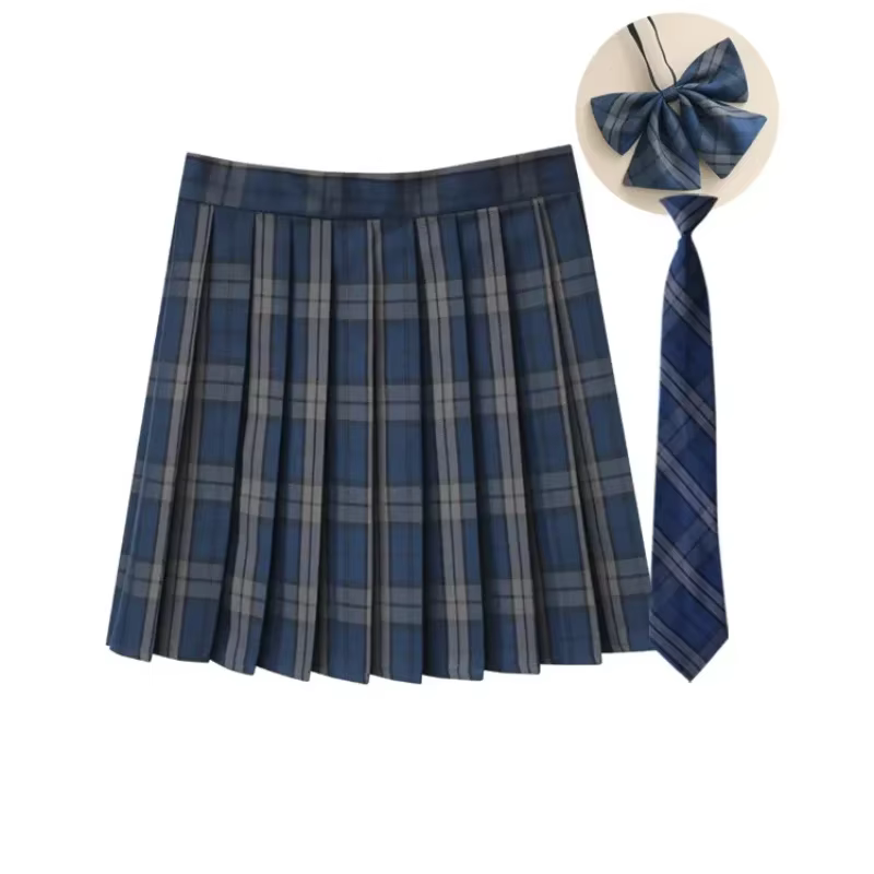 Jupe plissée à carreaux pour femmes, avec cravate, nœud papillon, jupe coréenne Jk, uniforme d'école