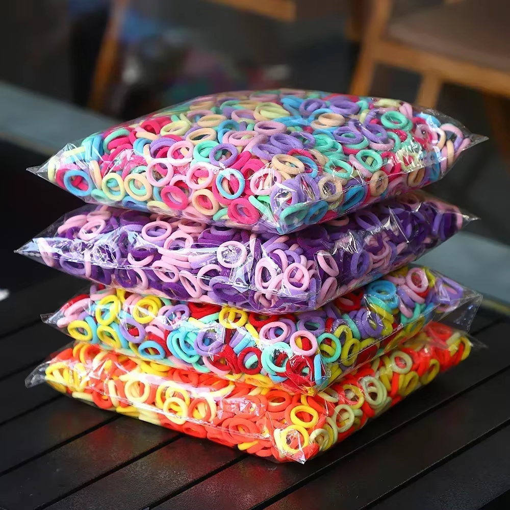 50 pièces/sac coloré de base en Nylon élastique attaches de cheveux pour les filles queue de cheval 