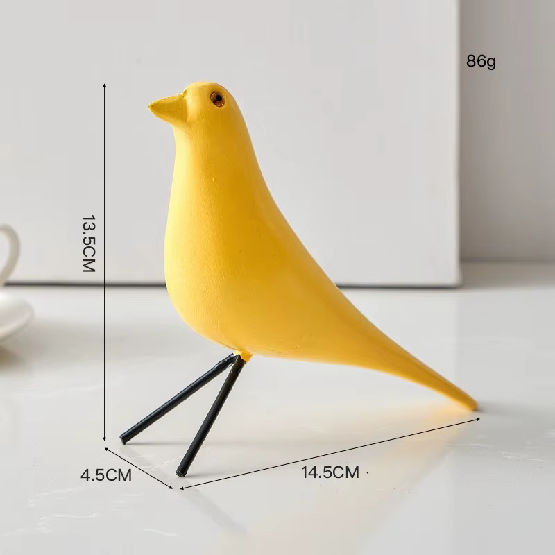 Figurine d'oiseau nordique en bois peinte à la main, décor d'oiseau réaliste pour salon, vitrine de 
