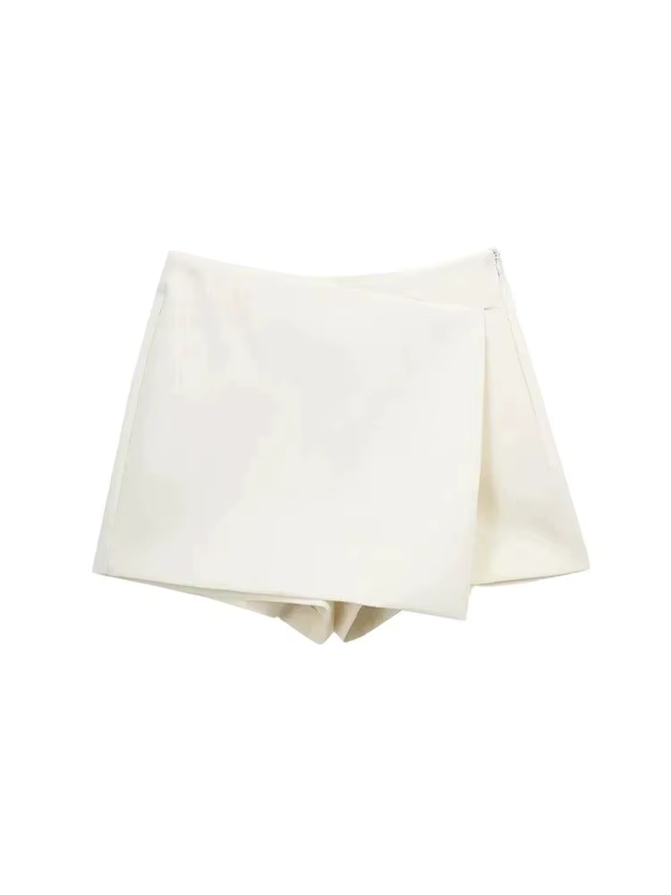 Femmes mode paréo Style asymétrique Shorts jupes Vintage taille haute côté fermeture éclair femme ju