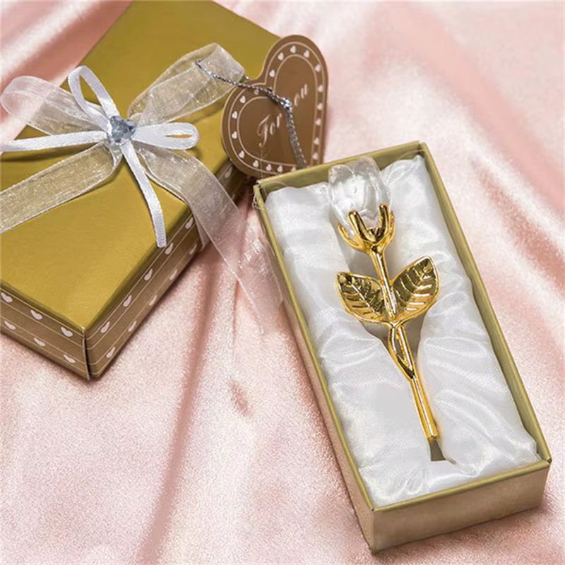 Figurines de roses en verre de cristal, 6 couleurs, artisanat, cadeaux de saint-valentin, cadeau pou