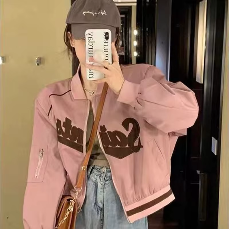 Gidyq-Veste de Baseball avec Lettres Brodées pour Femme, Manteau Court et Mince, à la Mode, avec Fer