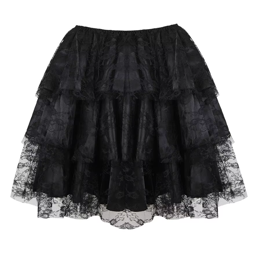 Femmes gothique Sexy dentelle florale maille Tulle Mini jupe plissée Showgirl mode fête danse jupes