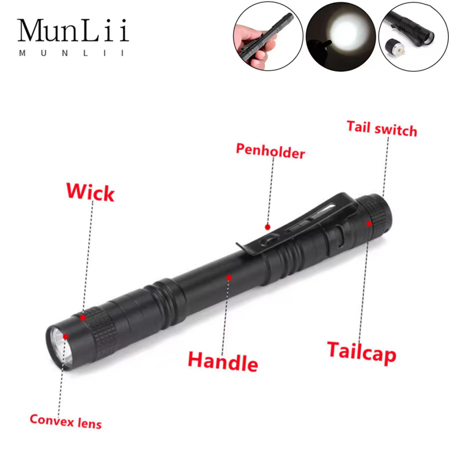 MunLii – Mini lampe de poche Portable à LED, torche ultra-lumineuse, haute luminosité, pour Camping 