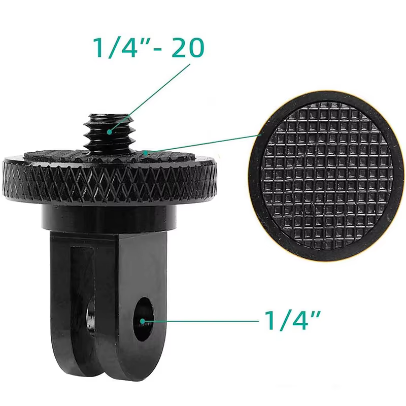 Adaptateur de trépied à vis de 1/4 pouces, support de montage rotatif à 360 degrés pour Go Pro 13 12