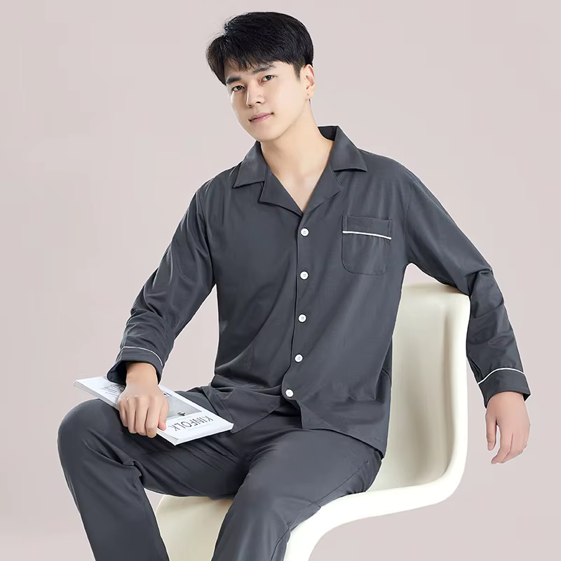 Hiver 100% coton Pyjamas hommes bleu vêtements de nuit chaud Pyjama Homme coton Pijamas Hombre Invie