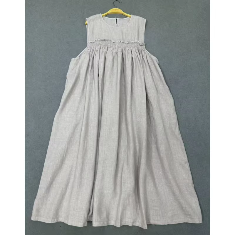 Johnature décontracté sans manches nouveau Style robe pour les femmes été décontracté ample Simple t