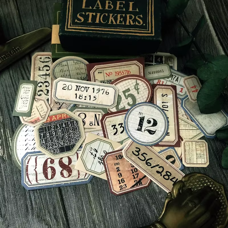 Étiquette autocollante Vintage avec numéro de Style Tim Holtz, étiquette autocollante rétro pour Alb