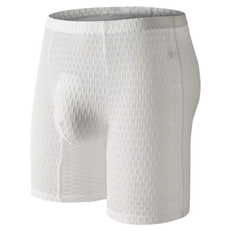 Boxers à jambes longues pour hommes, sous-vêtements en dentelle transparente, Boxershorts Sexy pour 
