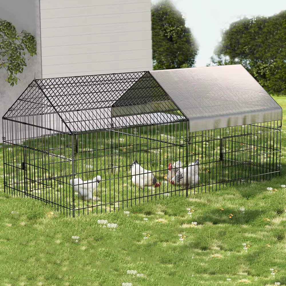 Enclos de parc pour animaux de compagnie avec housse de protection et sol, manteau de course jetable
