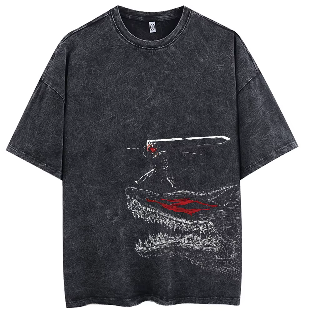 Hip Hop hommes Streetwear T-Shirt rétro Vintage lavé Anime graphique T-Shirt hommes Harajuku coton d