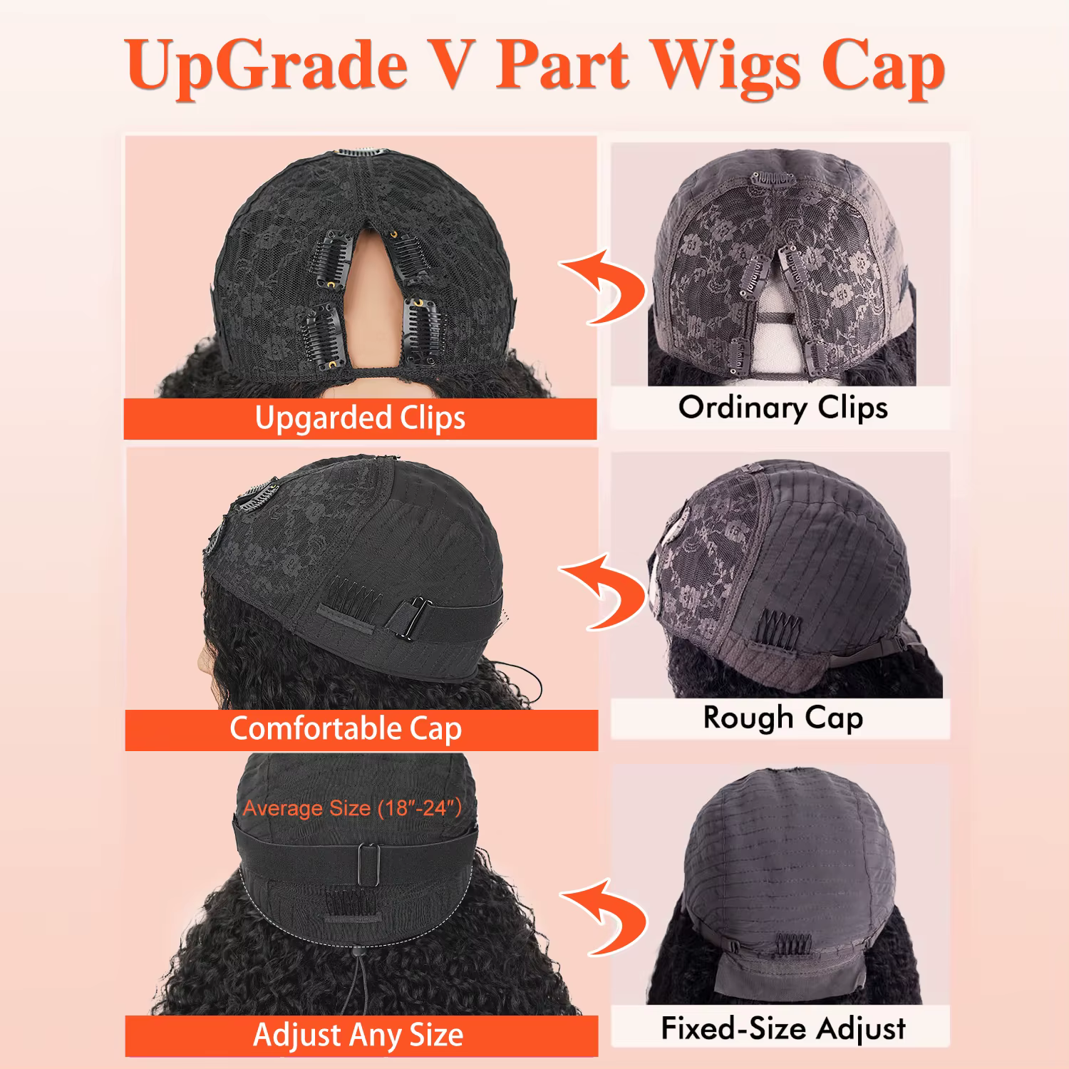Perruque V-Part Kinky Straight en Cheveux Humains pour Femmes avec Cordon de Serrage, Densité 250 Am