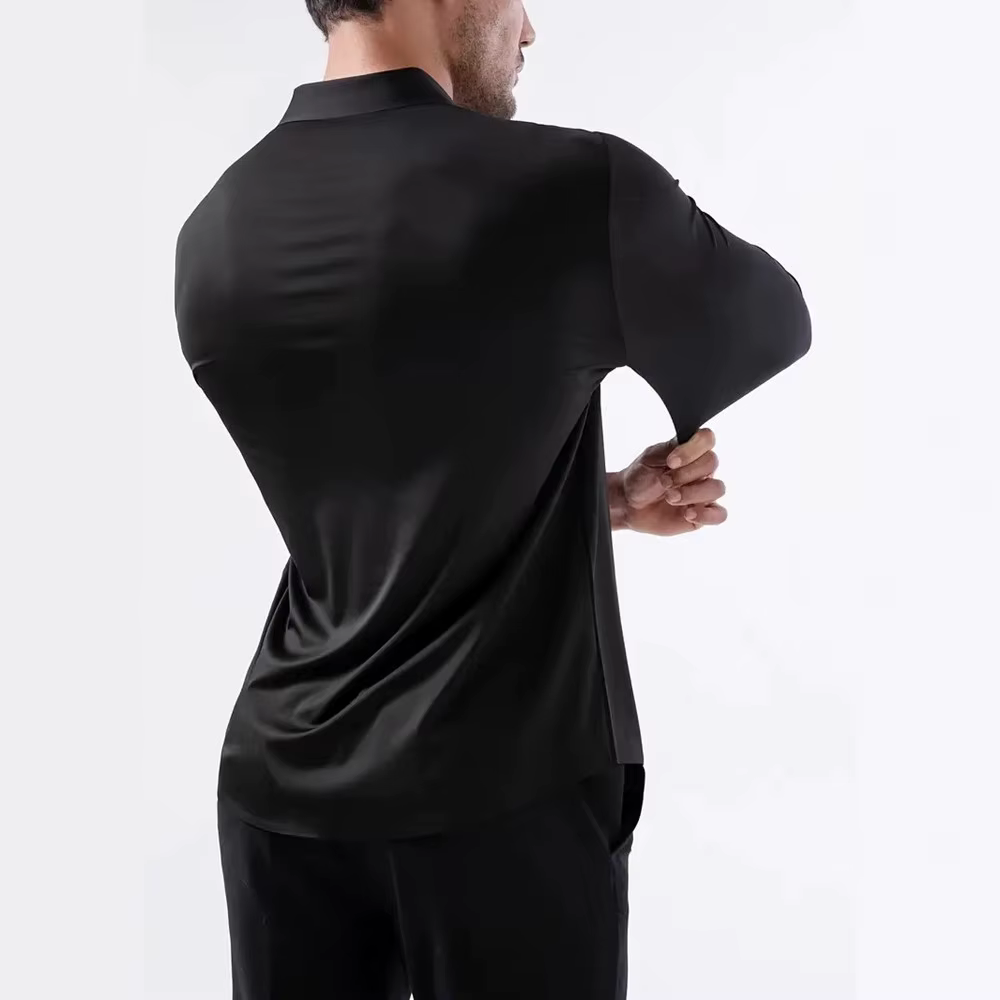 Chemise unie à manches longues pour hommes, nouveau Design, automne, haute élasticité, décontractée,