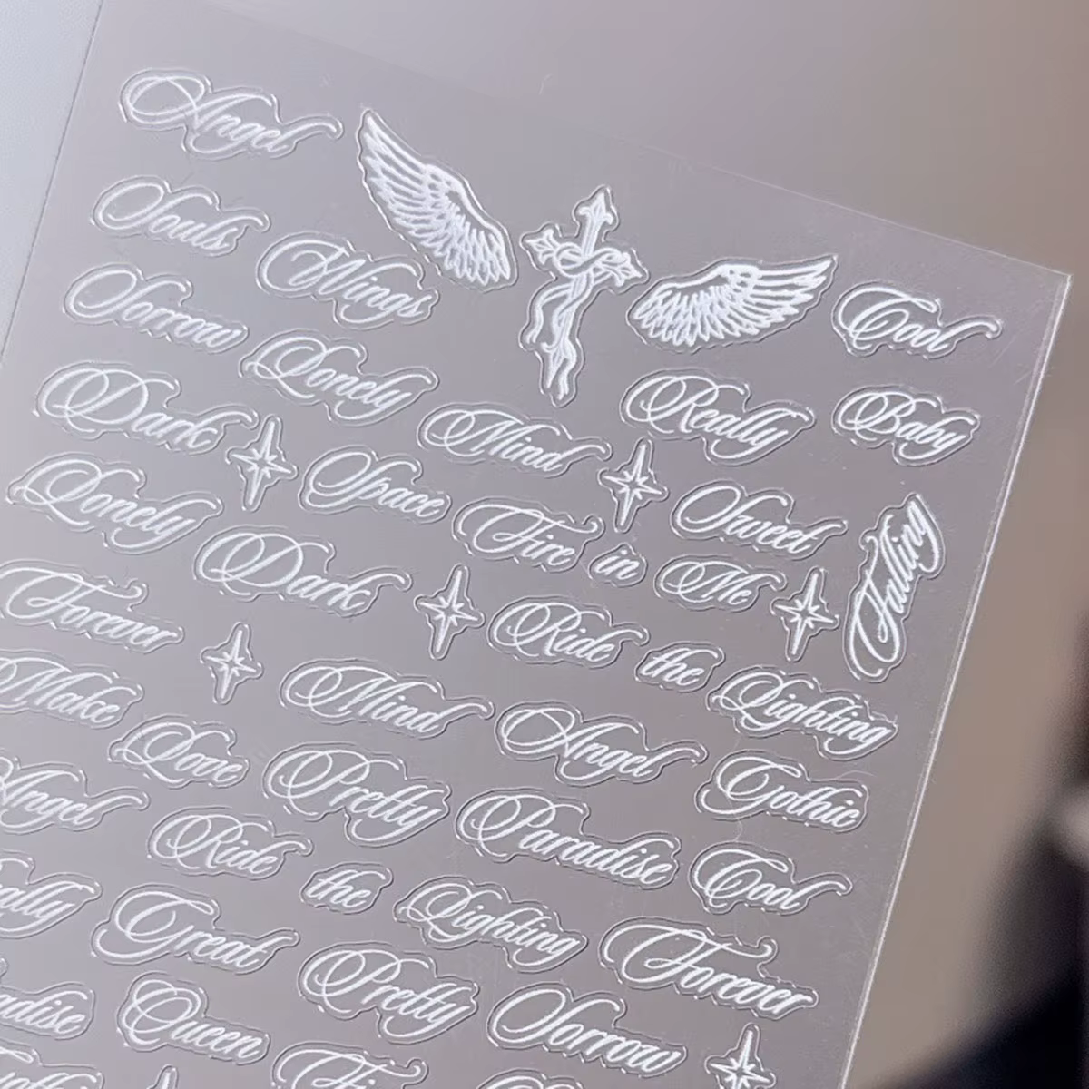 Autocollants pour ongles avec lettres noires et blanches, motifs d'ailes d'ange, designs mixtes, aut