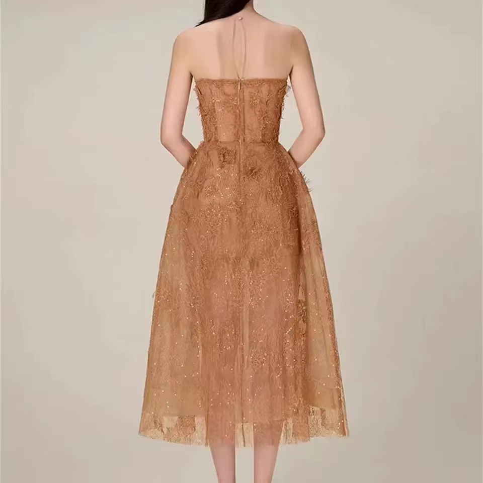 Robe de soirée de luxe pour femmes, col rond, sans manches, Patchwork, dentelle, maille florale, pai