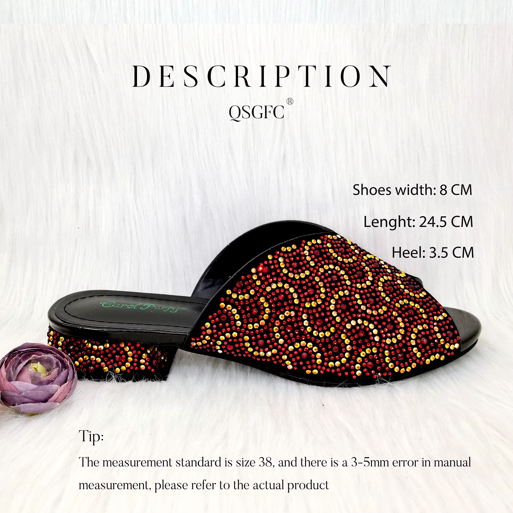 QSGDavid-Chaussures décontractées pour mère africaine, chaussures à talons bas, décoration en biscui