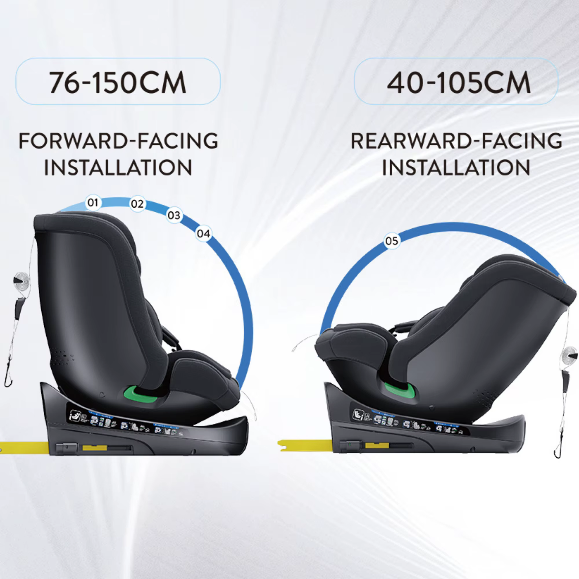 Sièges auto pour enfants avec ISOFIX pour bébé, réglables, rotation à 360°, angle réglable, 0-12 ans