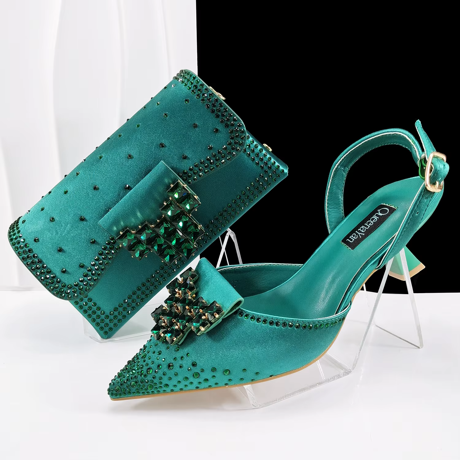 doershow Nouveauté Ensemble chaussures et sac de mariage africain Couleur vin Chaussures italiennes 