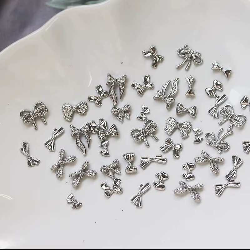 Breloques pour ongles en alliage papillon 3D, 50/60 pièces/lot, bijoux Design avec nœud papillon, lu