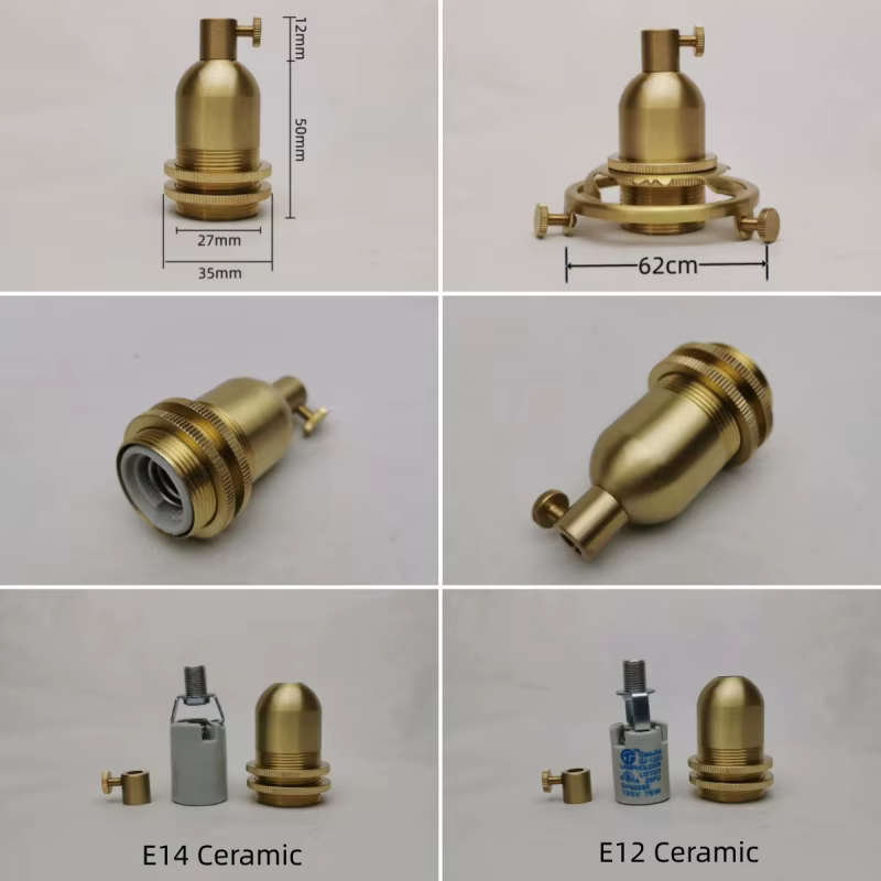 Douille de lampe en laiton spirale E14 E12 rétro, Base de plafonnier, accessoires en céramique tout 