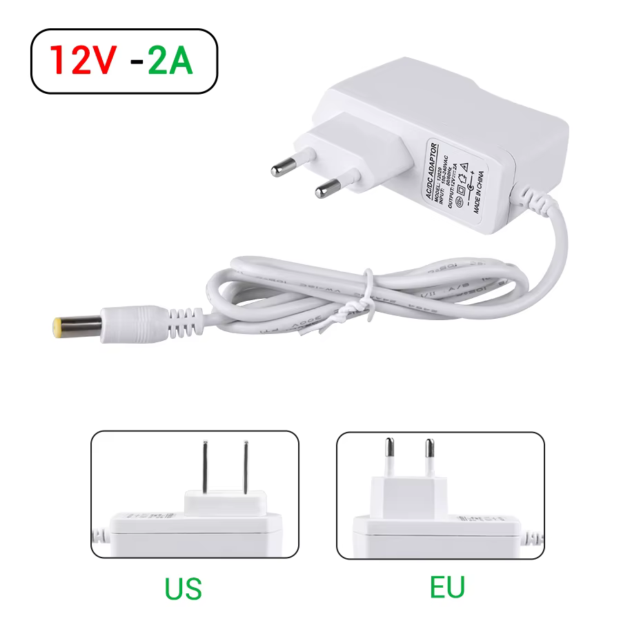 Adaptateur d'alimentation cc 12V, transformateur d'éclairage, entrée AC 100-240V, sortie DC 12V 1A 2