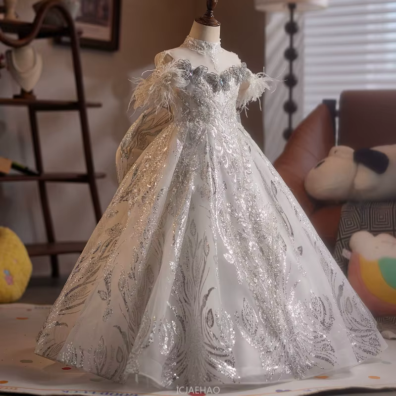 Robe longue pour enfants, Costume de princesse d'anniversaire pour filles, vêtements pour enfants, s