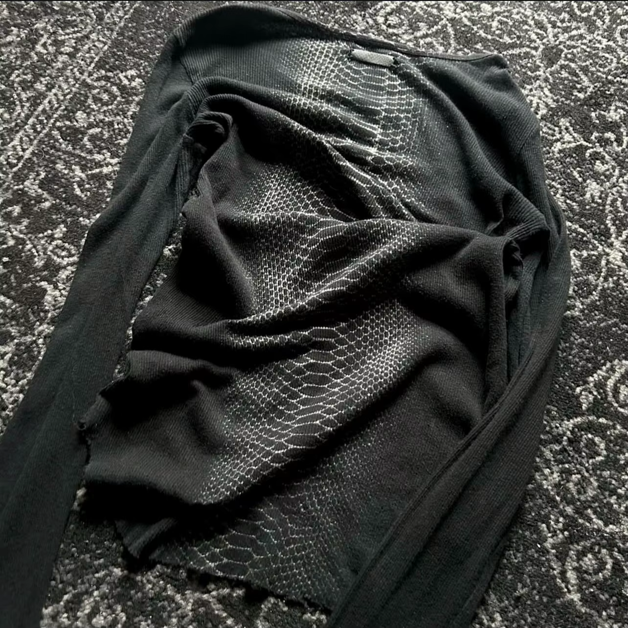 T-shirt Karrcat imprimé peau de serpent Y2K, esthétique grunge, hauts tricotés à manches longues, st