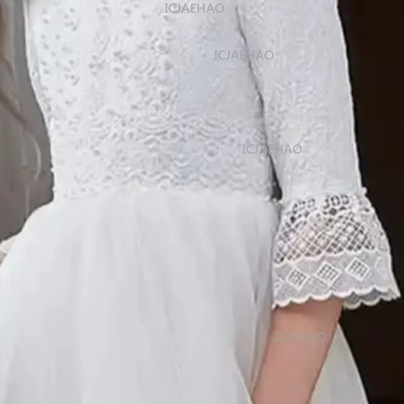 Nouvelle Robe Longue Princesse en Dentelle Blanche 2026 pour Enfants – Tenue Élégante pour Anniversa