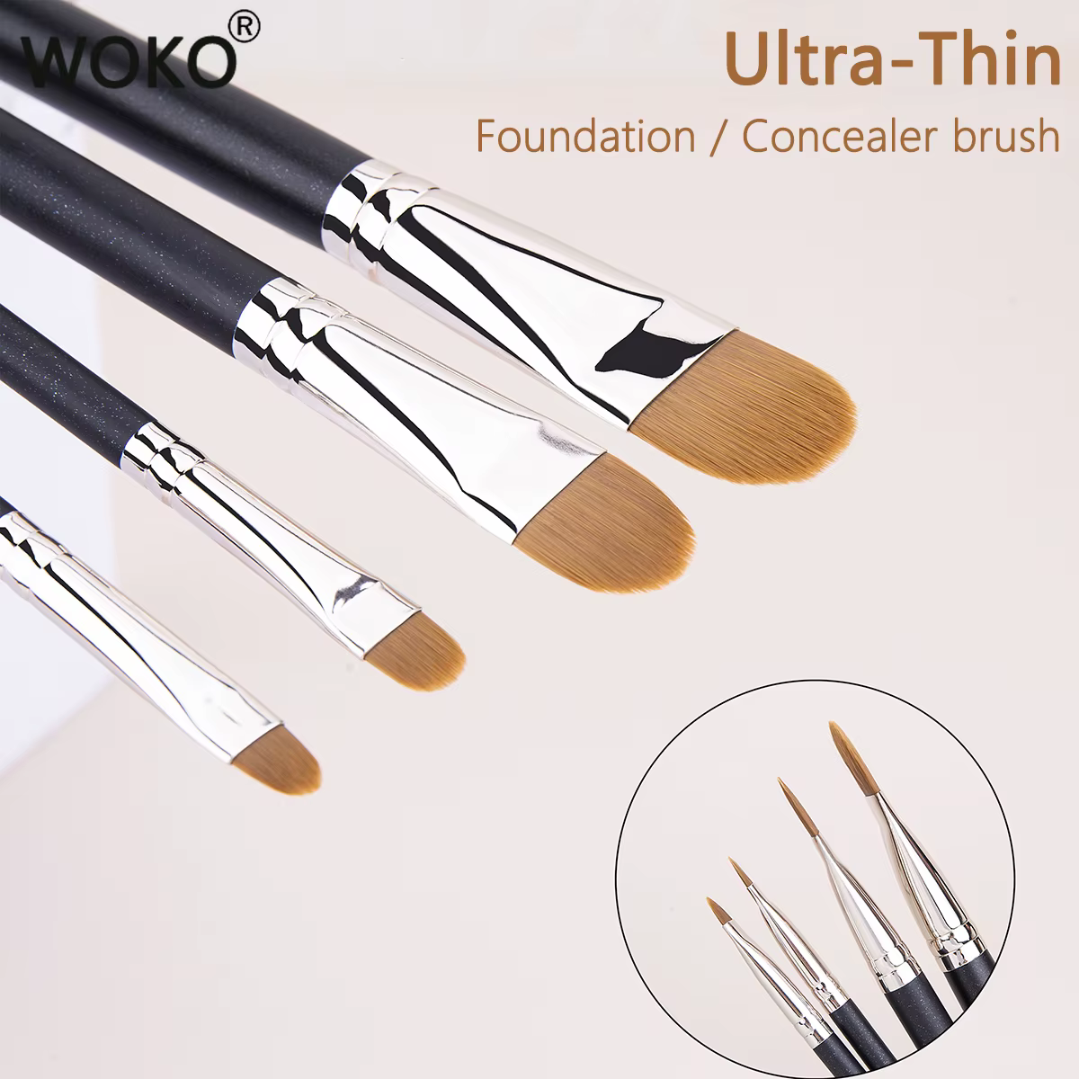 4 Types de tailles améliorées Ultra-mince fond de teint correcteur pinceau de maquillage professionn