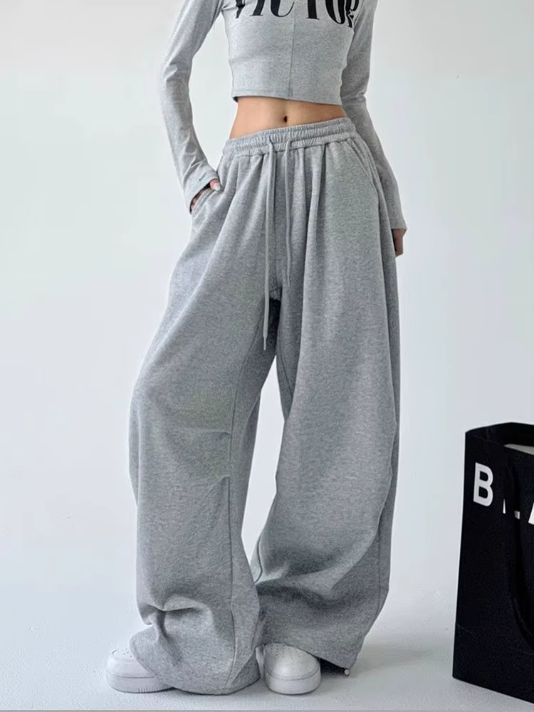 Y2K Harajuku pantalon de survêtement à jambes larges femmes Streetwear Baggy surdimensionné gris pan