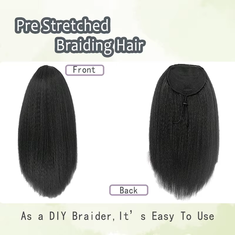 Perruque Synthétique Longue Crépue Lisse de 22/28/30 Pouces, Sans Colle, Pré-Customisée, Yaki, pour 