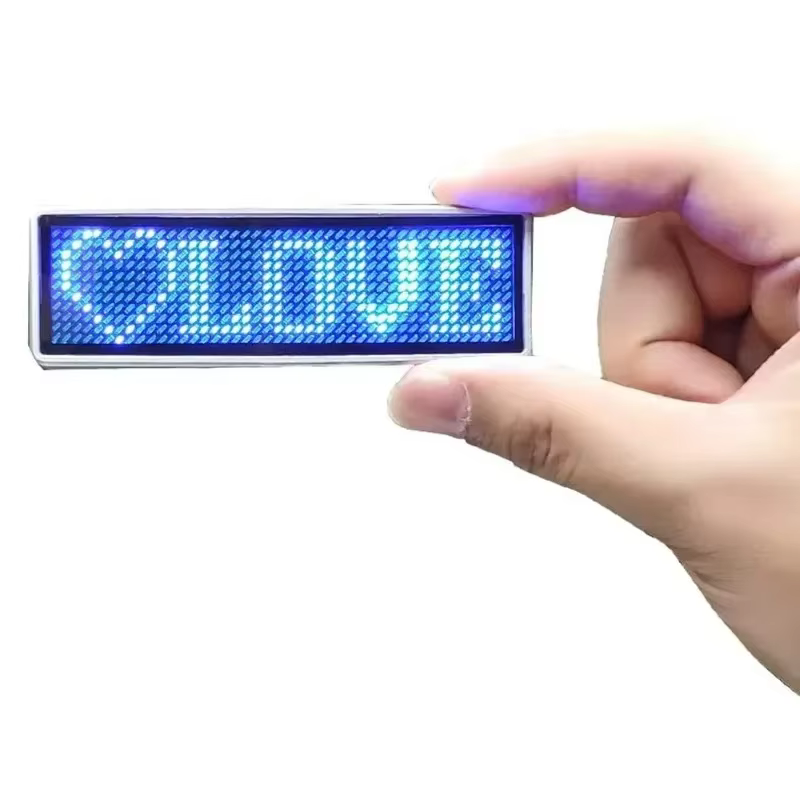 Insigne LED numérique Bluetooth Rechargeable, panneau d'affichage défilant Programmable, Mini affich