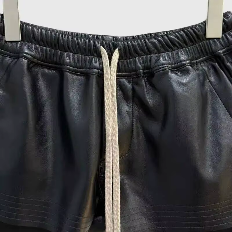 HKSH été nouvelles femmes Style foncé Shorts en cuir PU cordon taille élastique mode Punk Streetwear