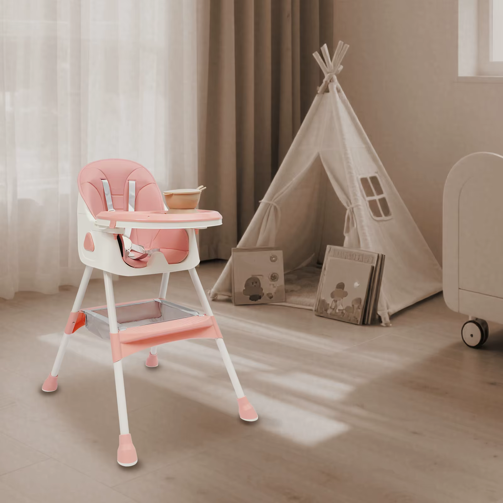 Chaise haute 2-en-1 pour bébé et enfant, avec repose-pieds, chaise haute combinée, siège haute pour 